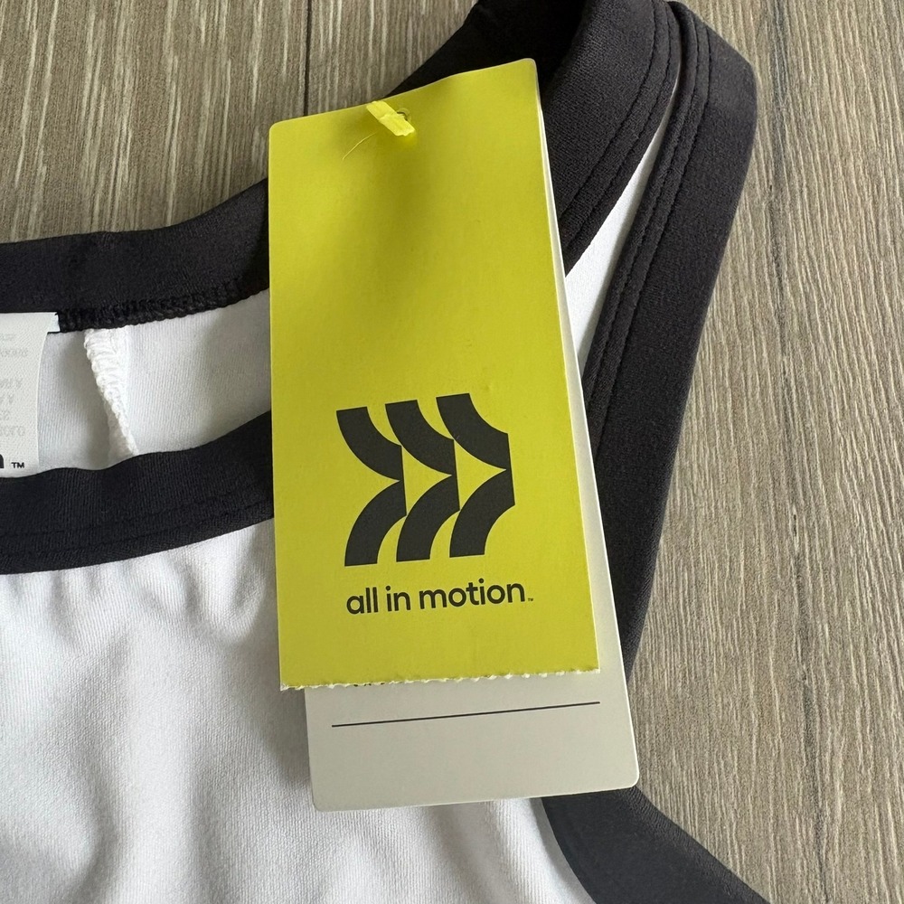 All in Motion Womens High Neck Tank Top White Black Trim Athletic Medium NEW - Picture 4 of 16